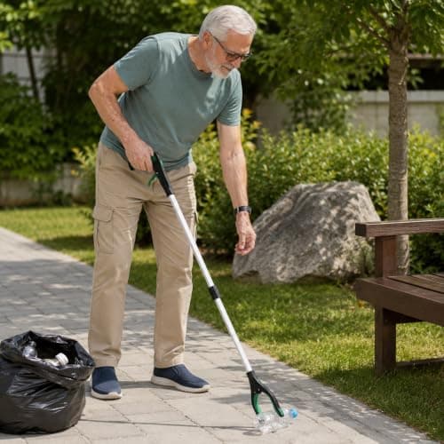 Garbage Picker Tool 82 cm Foldable Reacher with Rotating Head And Magnetic Pin Heavy Duty Gripper Litter, Stick Long Handle Trash Collector, Reaching Aid for Home Garden Office Outdoor (Green)