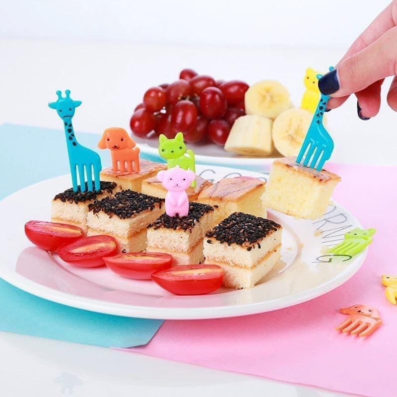Animal Shaped Mini Food Picks Set 10 Pieces Decorative Bento Fruit Forks Flatware