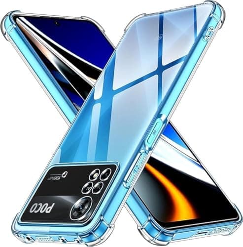ELMO3EZZ Clear Silicone Case for Xiaomi Poco X4 Pro 5G with Shockproof Protective Corners, Thin Soft Protective Case, Flexible TPU Transparent Mobile Phone Case, Scratch-Resistant Case Cover Cellular phone case