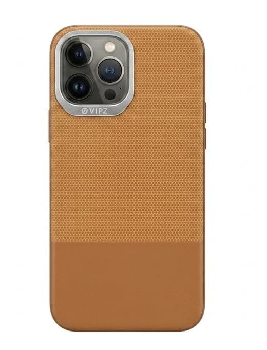 The Fabric Case (iPhone 13 Pro) Features Stylish Leather Texture And Modern Design With Built-In Interactive Rear Camera And Shock-Resistant Leather Edges. (Orange) Cellular phone case