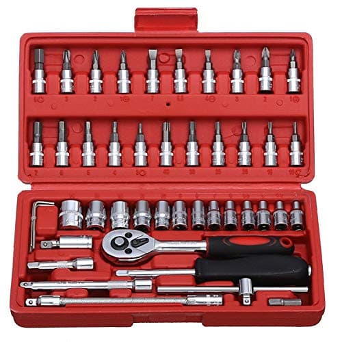 46pcs/set Carbon Steel Combination Tool Set Socket Spanner Screwdriver Household Car Repair Tool Wrench