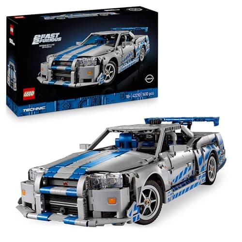 LEGO Technic 2 Fast 2 Furious Nissan Skyline GT-R (R34) Car 42210 | Movie Car Model Kit for Adults, Drift Function, Steering & 6-Cylinder Engine, Collectible Gift for Fans, 1,410 Pieces Toy building block