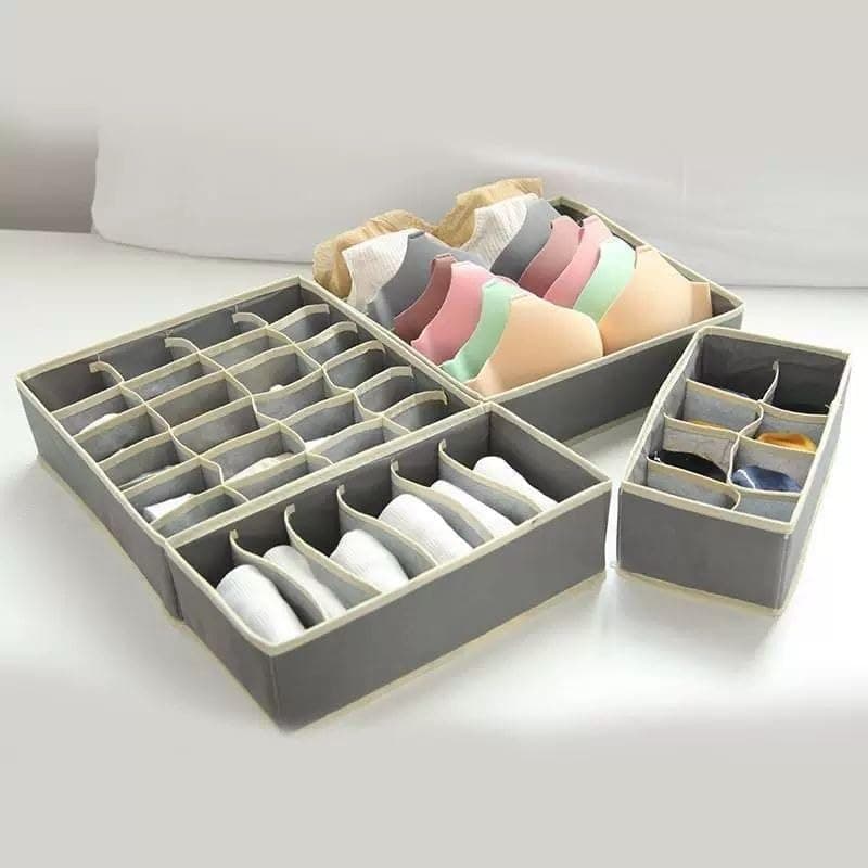 BEDAYA 6-7 8 24 Cell Foldable Drawer Organizer Moisture Proof Non-Woven Fabric Underwear Storage Organizer for Socks, Ties, Scarves, Bra, 4 Pack Multicolor