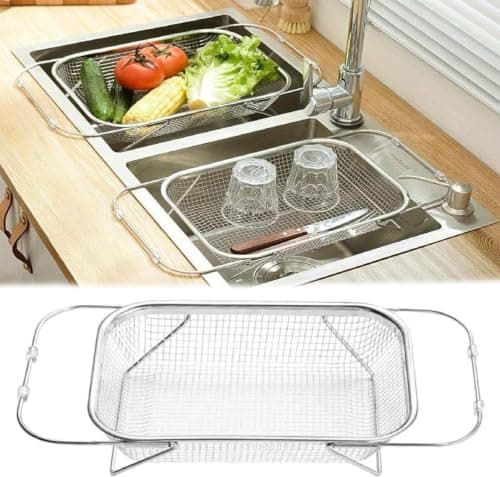 Jumbo Stainless Steel Rectangular Sink Strainer Drain Basket