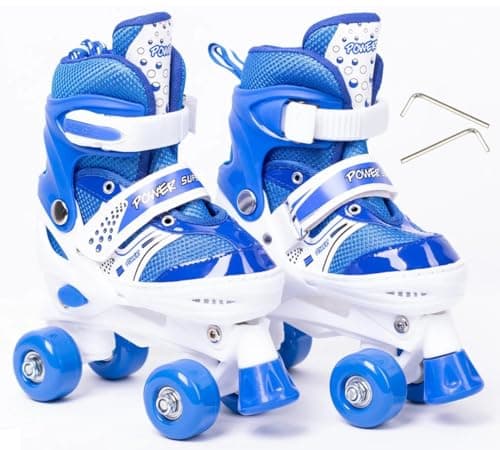 Power Superb Adjustable Roller Skate Shoes 2-Rows 4-Wheels