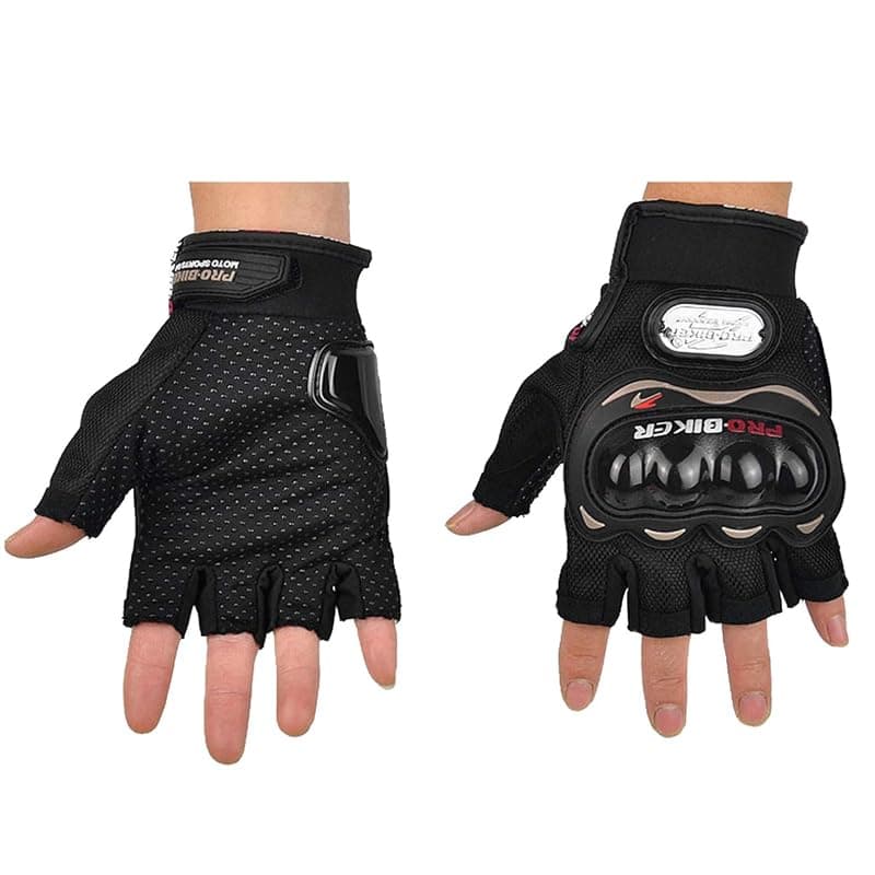 KaberMisr 2020 Half Cycling Gloves Anti-Slip Gloves for Men and Women for Cycling, Hiking, Climbing, Outdoor Activities (Text, Black, XL - Code:9814) Sport activity glove