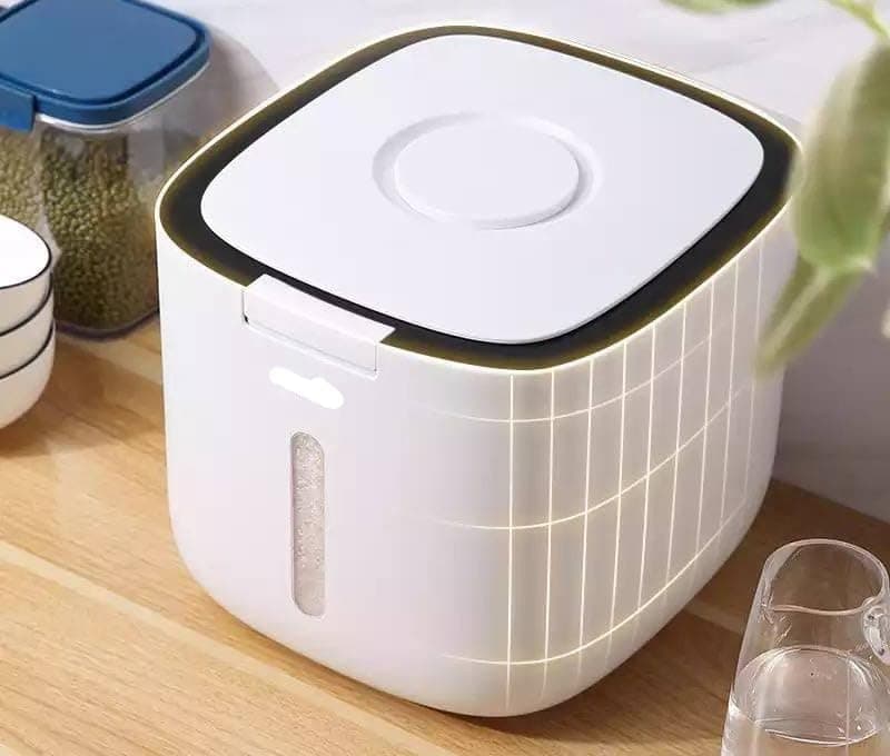 Generic Airtight Rice Storage Container for Rice, Pasta, and Legumes, White, 5 Litre, with Transparent Window, .ash Food storage container