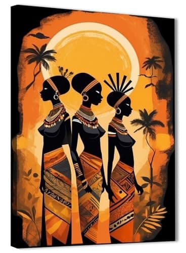Skills Abstract Black Women in Tropical Landscape at Sunset - Wall Art for Living Room, Bedroom, Office Decorations & More - Size (30cm x 40cm)