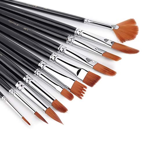 Alerie Paint Brushes - 12 pcs Professional Acrylic Paint Brush Set, Different Sizes Artist Paint Brushes for Acrylic Watercolor Oil Gouache Paint