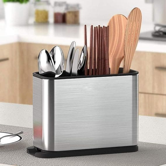 Metal 2-in-1 Kitchen Dish Drainer and Storage Rack for Countertop Organization