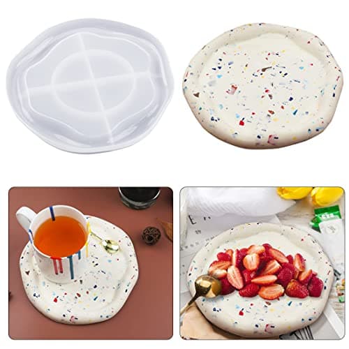 Voyyphixa Round Resin Coaster Mould Silicone Epoxy Resin Moulding Tray Mould for DIY Jewellery Storage Box Fruit Plate Candle Holder (Round Coaster Mould) Craft mold