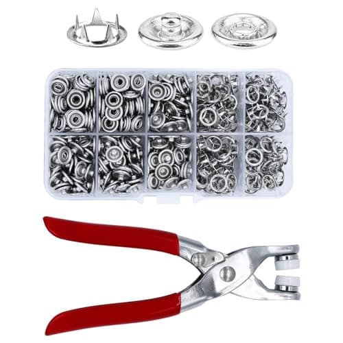 DALAETUS 200 Sets Snap Fasteners with Fastener Pliers Press Tool, Metal Snap Button Fastener Kit, Poppers Fasteners Kit, Five Claw Buckle Tool Set for Sewing Clothing DIY Craft