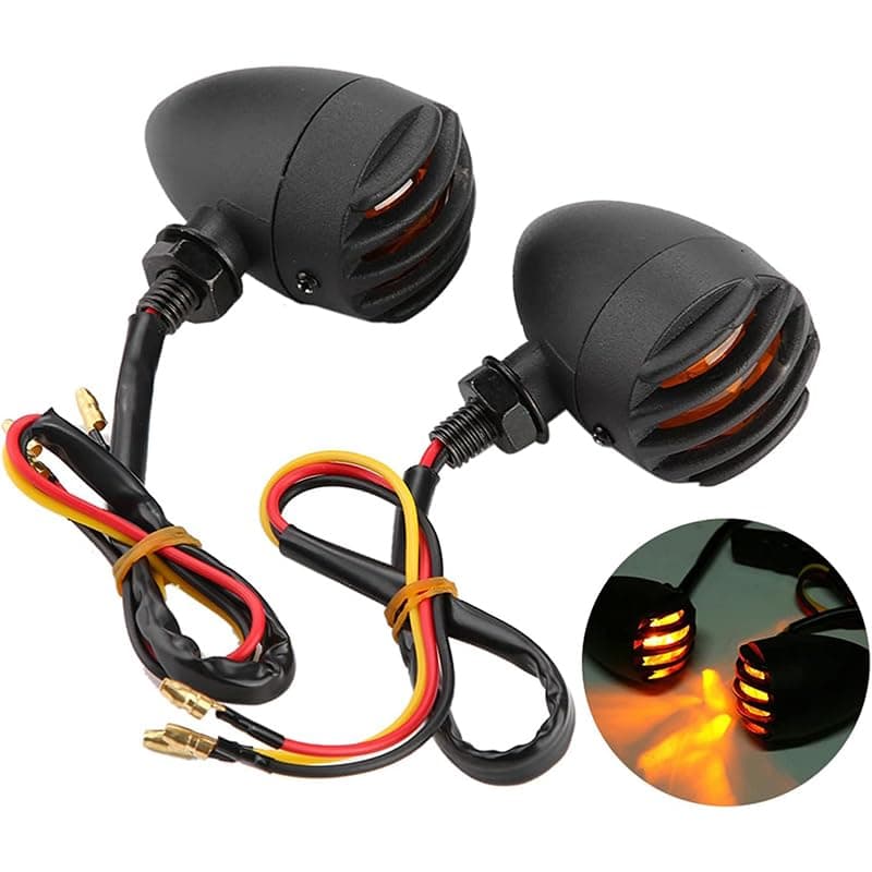 KaberTrade LED Turn Signal Lights, DC Voltage, Universal for All Bikes and Motorcycles (Black Yellow Light, 2 Pieces, Code:10294) Vehicle light assembly