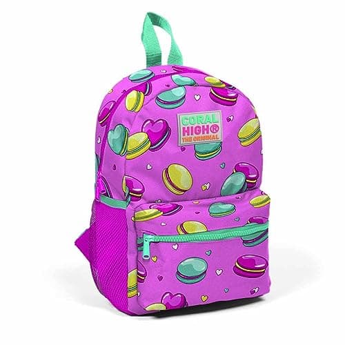 Coral High Kids Two Compartment Small Nest Backpack - Light Pink Water Green Macaron Patterned