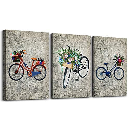 Black and white bicycle inspirational Canvas Wall Art for Living Room Bedroom Decoration,Bathroom Wall Decor 3 Piece Home Decoration Watercolor painting office decor Wall Painting mural Artwork