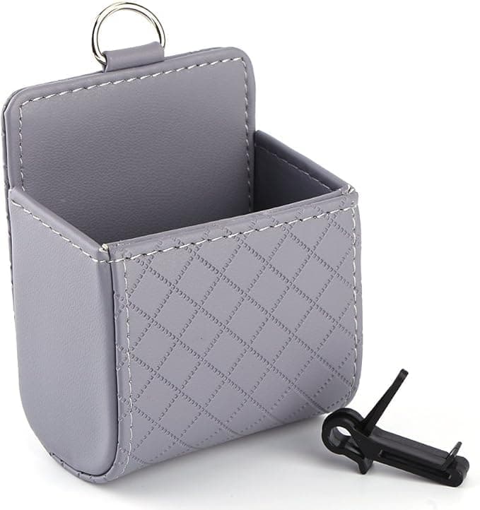 Car Air Vent Phone Holder Universal Storage Bag Phone Box Pocket Bag with Hook - Gray - sa car Caddy