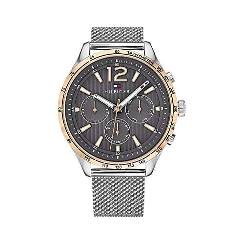 Tommy Hilfiger Men's Black Dial Stainless Steel Band Watch - 1791466