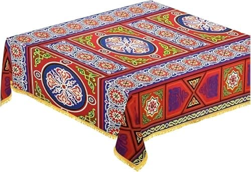 Ramadan Khayameya Square Tablecloth Cotton Fabric Table Cloth 1.5 * 1.5 Meter - Multi Color