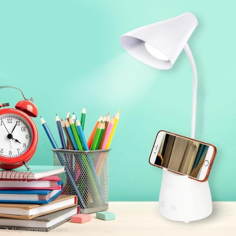 Circle M USB-Powered Foldable LED Study Table Lamp: Touch Control Eye-Caring for Students – White