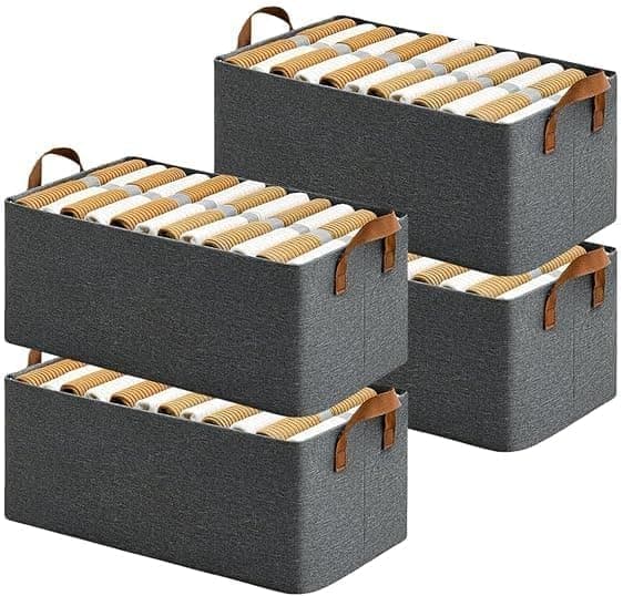 Multi-Use Heavy Linen Fabric Organizer Bin for Bathroom, Kitchen, Dressing Room Storage – Durable Cloth Basket 40x30x25cm Storage box