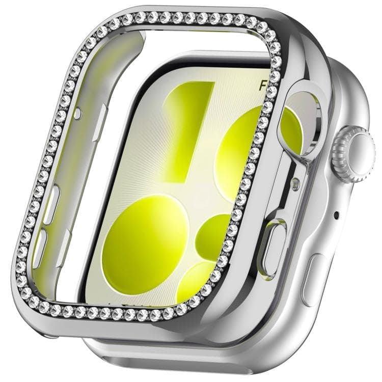Protective Case (Compatible with Huawei Fit 5), Hard PC with Single Row Of Diamonds, Half Coverage, Coated Carbon Fiber