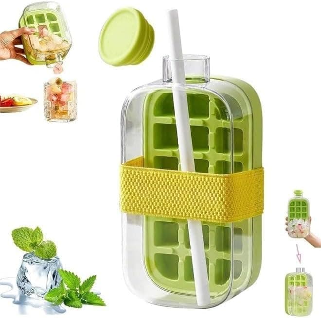 800ml Ice Maker Bottle Sports Acrylic Drinkware Leak-Proof Silicone Lid