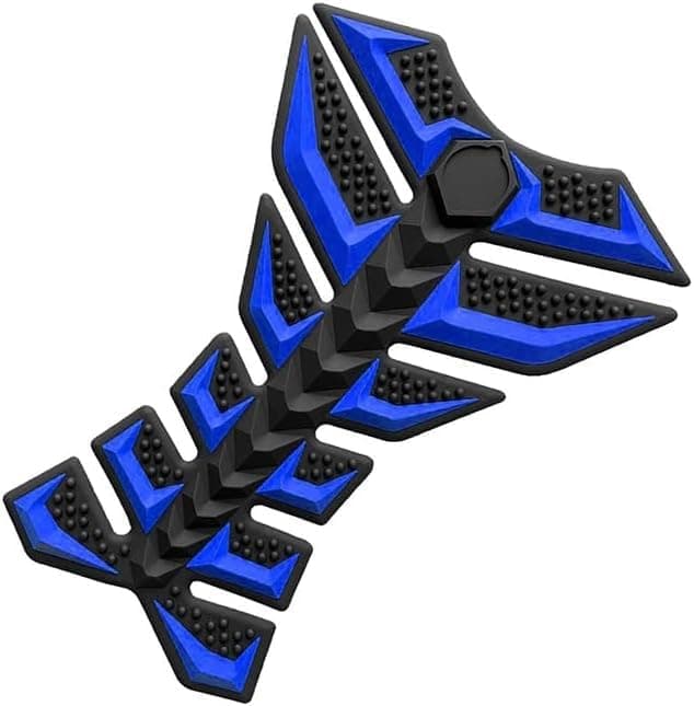 KaberTrade Motorcycle Bike Tank Protection Pad Weather Resistant Fuel Tank Paint Protection Sticker Strong Adhesive Sport Ribbed Design (1 Piece, Blue*Black, Code:8434)