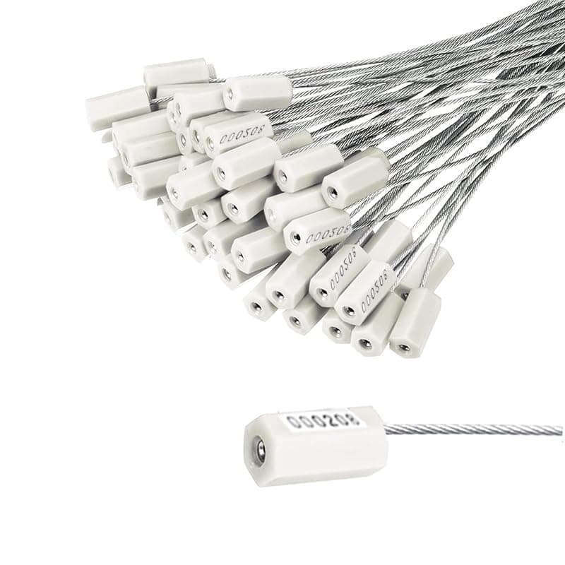 KaberTrade Self Locking Cable Ties Zip Ties Metal Wire Ties Sealed and Numbered (Seal Wire White Hexagon Metal, 30cm Length, 5 Pieces, Code:8853) - KaberTrade