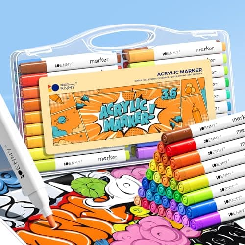 36 Acrylic Paint Pens, Acrylic Paint Markers, Premium Paint Marker Set for Paper, Wood, Canvas, Stone, Rock Painting, Glass, Ceramic Surfaces, Fine Tip Permanent Paint Markers for Kids and Adults Marking pen