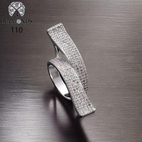 3 Diamonds 292474661779145 Platinum Plated Ring for Women with Zircon Stone - Silver