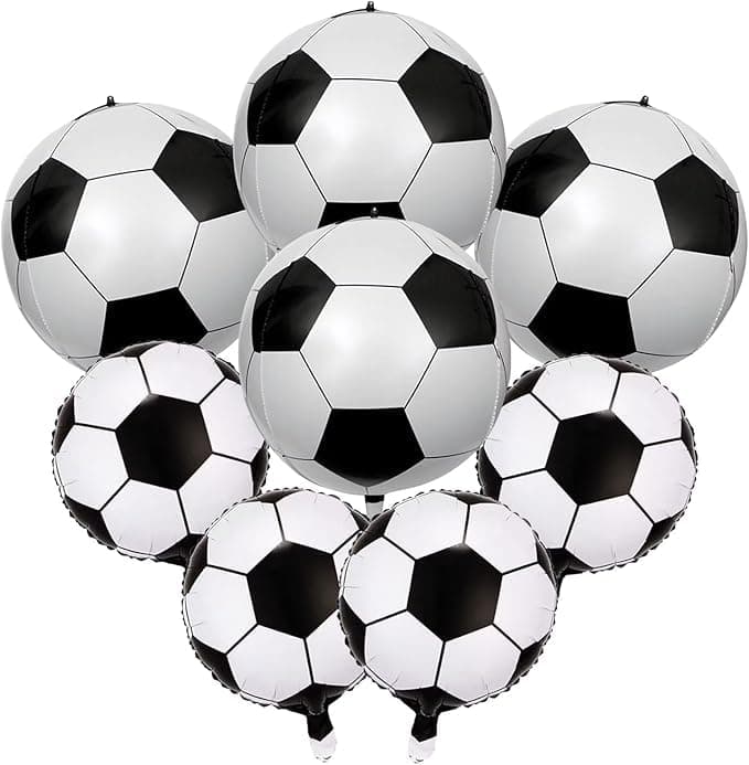 YiYou Soccer Ball Balloons - 22 Inch Soccer Foil Balloons, Soccer Theme Party Decorations for Boys Birthday - Pack of 8