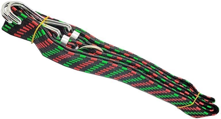 KaberTrade Rubber Rope with Metal Hooks, Strong Elastic Luggage Tie Down for Cars, Motorcycles, Camping..(4 Color Bearing Elastic, 1 Piece, 2 Meter, Code:6396)