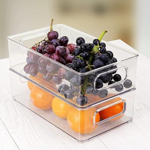 Multiuse Acrylic Fridge Drawer Organizer with Handle for Veg and Makeup