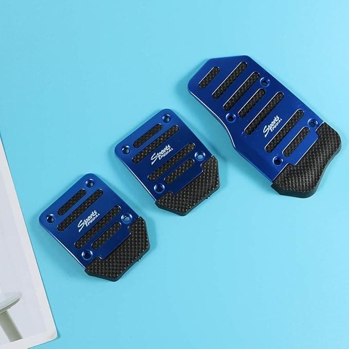 SACAR Pedal Universal Fit for Cars, Non-Slip Foot Pedal Alloy Foot Pedal Professional Gasoline Pedal Set (Manual Pedal Set - Blue, 3 Pieces) Auto part