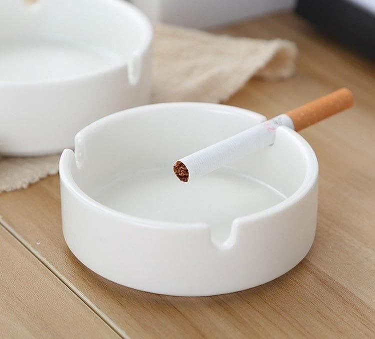 Generic White Ashtray, Round, for Home and Office Use, .flo