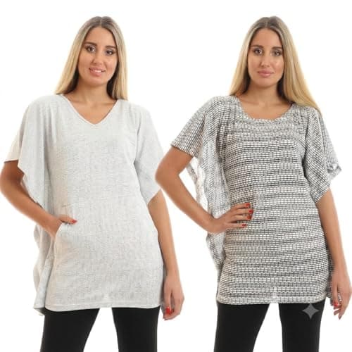 KADY Womens Bundle of 2 Casual Loose Fit Tunic Top Bundle of 2 Casual Loose Fit Tunic Top