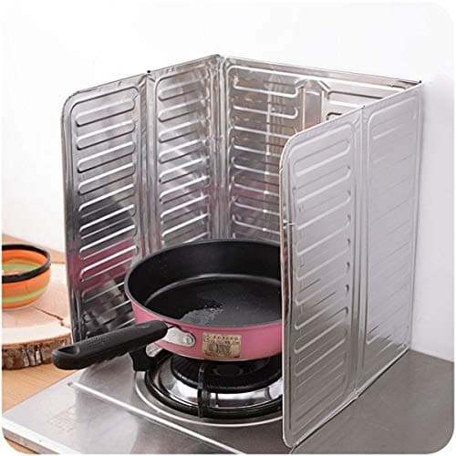 Rubk Oil Wafi Oil Sprayer for Cooking, Aluminum Foil Oil Splash Guard Barrier for Stove Top and Frying Pan, Kitchen Tool for Wall Oil, Silver