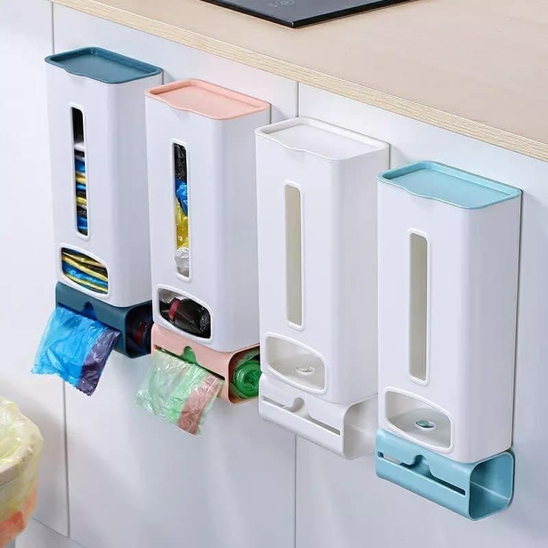 Plastic Bag Holder with Lid Roll Holder Multifunctional Storage Organizer for Kitchen and Bathroom in a Stylish and Practical Way Item container