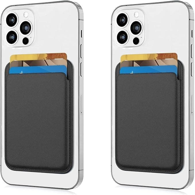 Magnetic Leather Card Wallet for Slim Phone Card Holder PU Leather