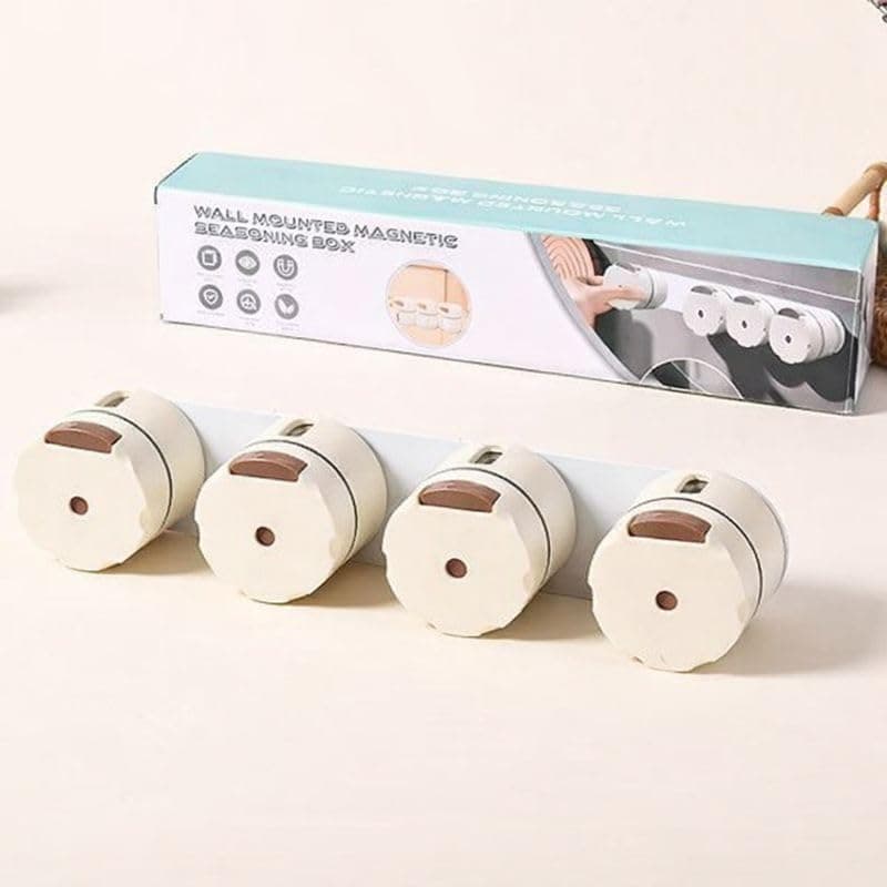 Wall Mount Magnetic Spice Jars Clear Kitchen Storage Rack Organizer