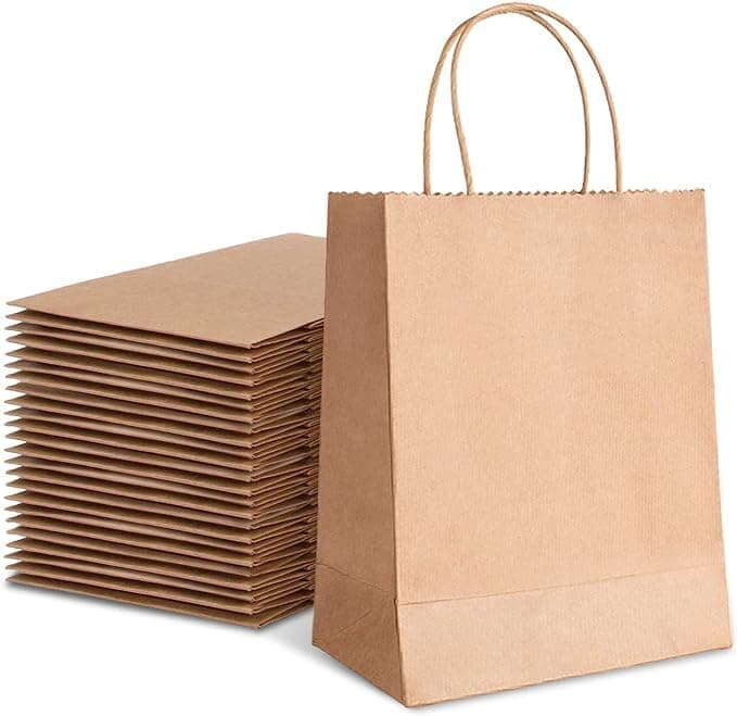 Aakriti Brown Paper Gift Bags with Handles, Bulk Wedding Party Favor Bags, Kraft Grocery Shopping Bags, Retail Merchandise Bags (10.5"x5"x13.5" INCH, PACK OF 10PCS) Gift wrap