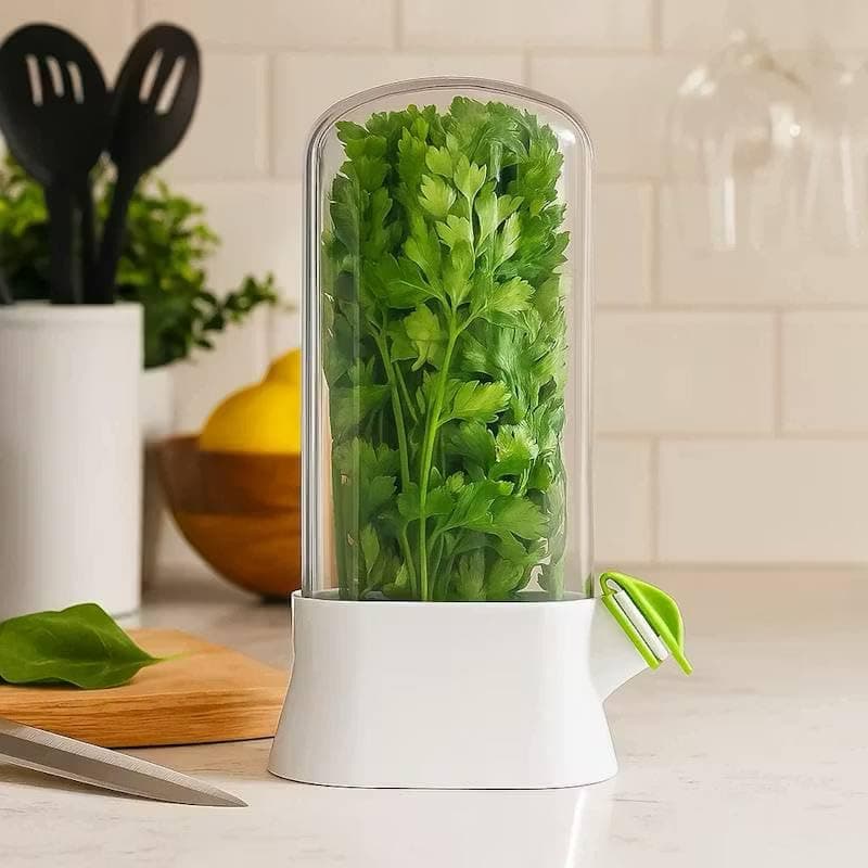 Generic Herb Capsule Fresh Keeper, Large Vegetable Container, Keeps Herbs Fresh for up to 3 Weeks, Suitable for Refrigerator Door Storage, .kit