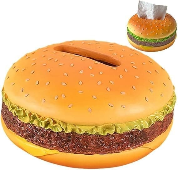 غطاء صندوق مناديل على شكل برجر ، صندوق مناديل برجر، موزع مناديل على شكل همبرغر، للمنزل، إكسسوارات مكتب وديكورات مطاعم،