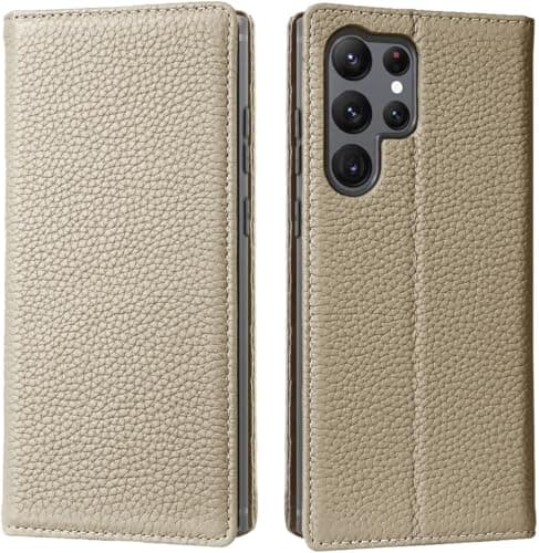 Case for Samsung S26 Ultra, Premium Leather Phone Case Back Cover Detachable with Trifold Wallet Card Holder Pocket for Samsung S26 Ultra (Beige) Cellular phone case