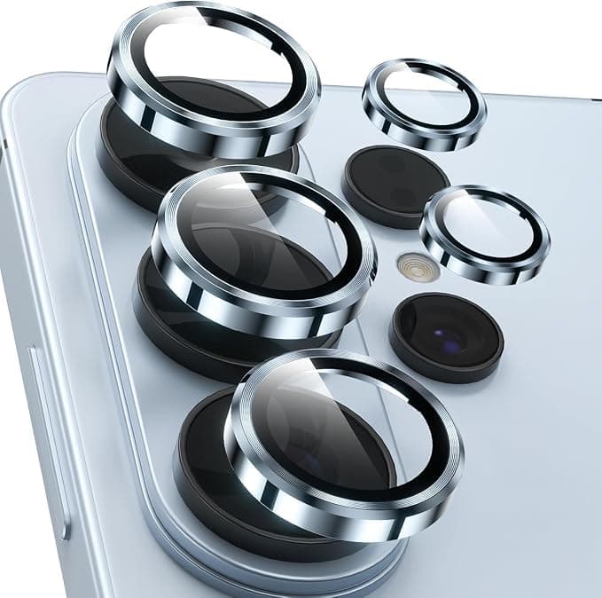 Camera Lens Protector (Compatible with Samsung S26 Ultra) Accessories, 9H Tempered Glass Screen with Individual Metal Rings for, Case Friendly, Anti-Scratch (Light Blue)