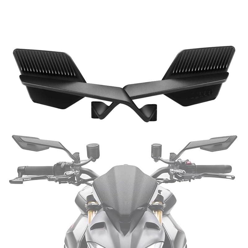 KaberMisr 2020 Universal Motorcycle Rear View Mirrors Set, 180 Degree Adjustable Side Mirrors with Hidden Wind Wing Design, Fits All Motorcycles (Airplane Mirrors, Code:9652) Vehicle mirror