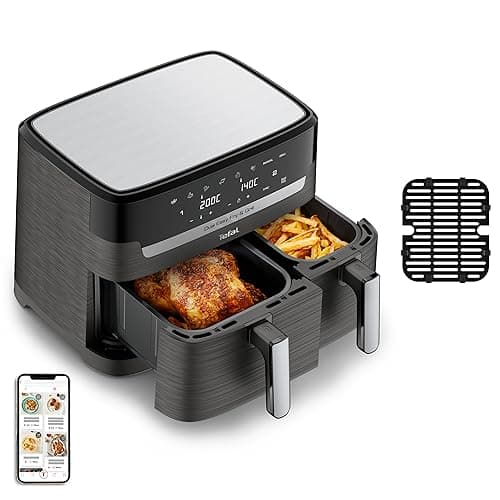 Tefal EY905B Easy Fry & Grill Dual 8.3L XXL Hot Air Fryer with Double Drawers Black, Combination Air Fryer and Grill, Energy Saving, 8 Automatic Cooking Programs, Endless Recipes