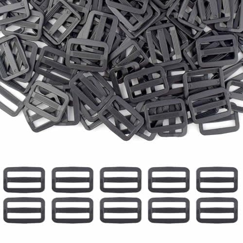 Black Plastic Belt Loops, 30mm x 45mm, 10 Pack Rectangle Slide Clips for Handbags, Plastic Backpacks, Luggage Straps, Pet Leash, Accessories Buckle