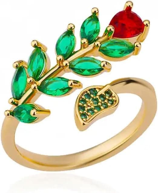 Rose Branch Ring – Gold Color Ring with Bright Colors | Unique Design for Everyday Use and Occasions