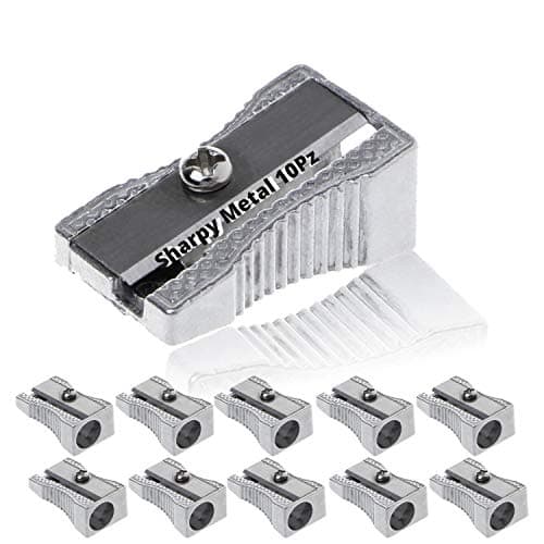 LogicaShop Sharpy Metal Small Classic Aluminium Steel Pencil Sharpener, 1 Hole for Kawaii Pencils, Children, School and Makeup (Pack of 24) - Silver